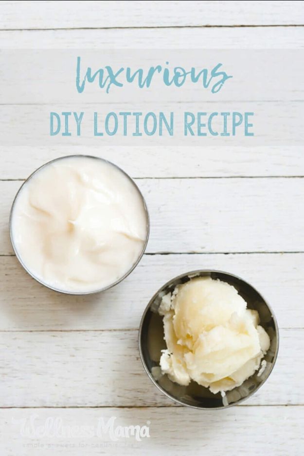 DIY Lotion Recipes - Luxurious Homemade Lotion - How To Make Homemade Lotion - Natural Body and Skincare Recipe Ideas - Use Essential Oils, Coconut and Avocado and Shea Butter, Goats Milk, Lavender, Peppermint 