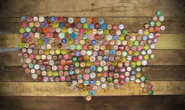 DIY Bottle Cap Crafts - Make All-American Bottle Cap Wall Art - Make Jewelry Projects, Creative Craft Ideas, Gift Ideas for Men, Women and Kids, KeyChains and Christmas Ornaments, Presents  