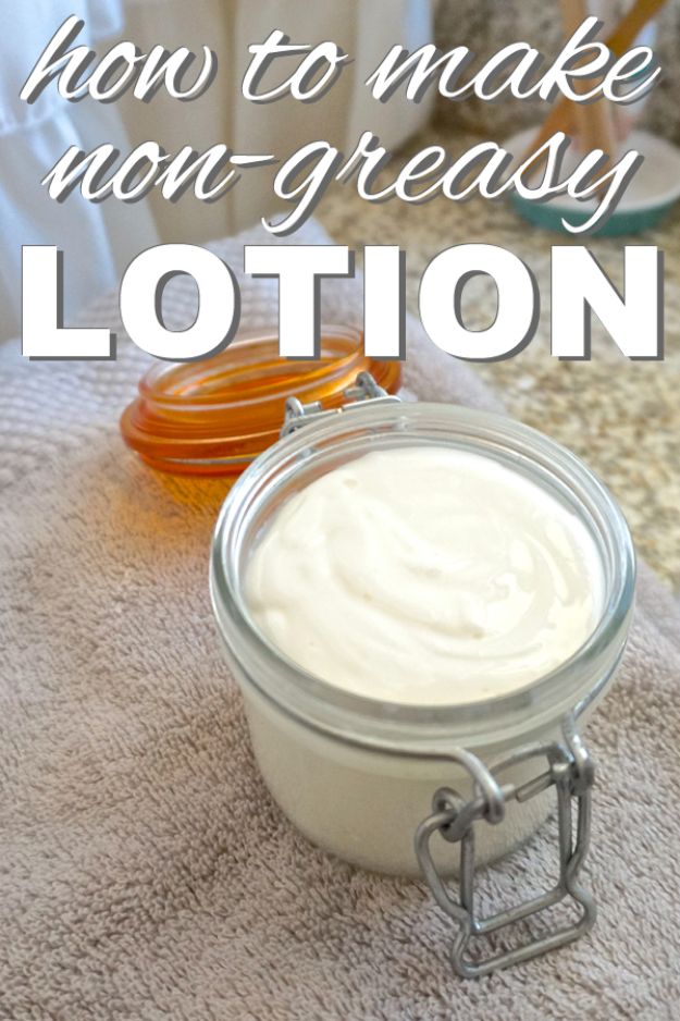 DIY Lotion Recipes - Non-Greasy Lotion - How To Make Homemade Lotion - Natural Body and Skincare Recipe Ideas - Use Essential Oils, Coconut and Avocado and Shea Butter, Goats Milk, Lavender, Peppermint 