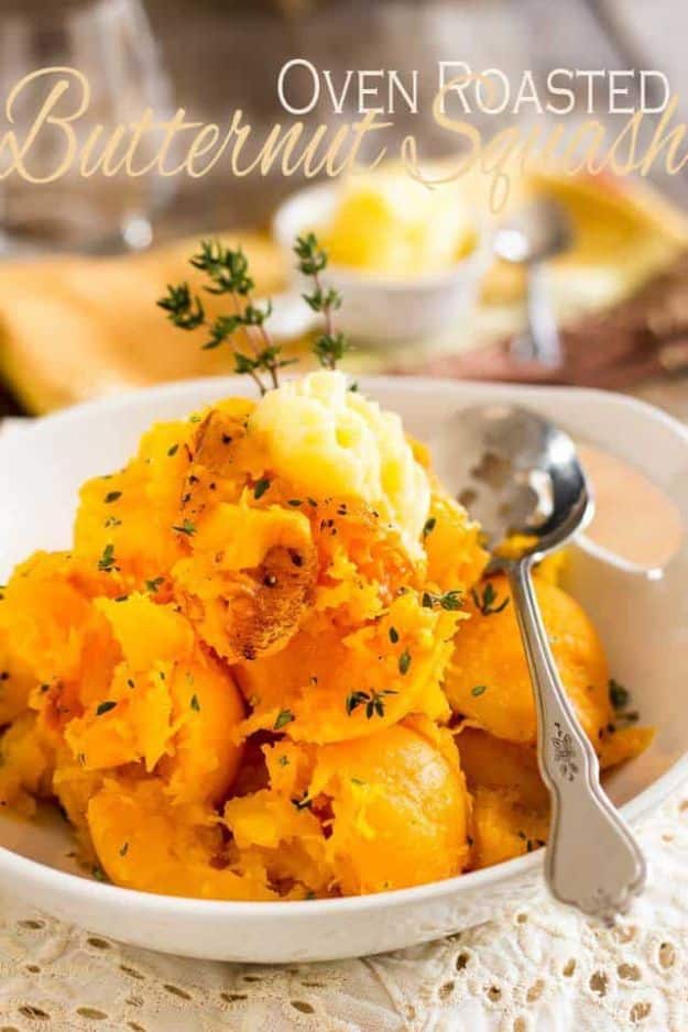 Butternut Squash Recipes - Oven Roasted Butternut Squash - Healthy and Hearty Butter Nut Recipe Ideas for Soup, Roasted, Baked, Instant Pot, Crockpot, Mashed- Pasta, Salad, Dessert and Easy Side Dishes - Paleo,and Gluten Free Versions, Thanksgiving Favorites #recipes #veggies #healthy