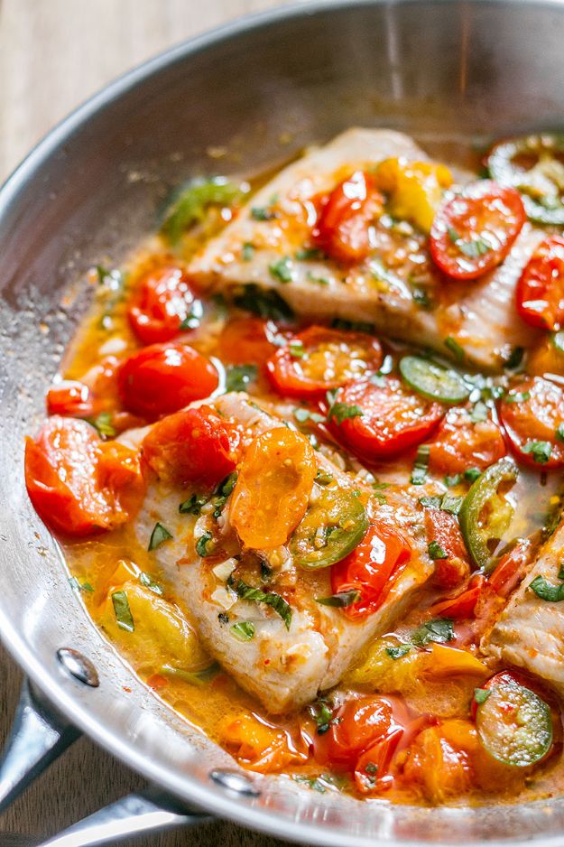 Tilapia Recipes - Pan-Seared Tilapia in Tomato Basil Sauce - Easy Recipe Ideas for Tilapia Fish - Dinner, Lunch, Snacks and Appetizers - Healthy Foods, Gluten Free Low Carb and Keto Friendly Dishes - Salads, Pastas and Easy Weeknight Dinners, Lunches for Work - Broiled, Grilled, Lemon Baked, Fried and Quick Ways to Make Tilapia 
