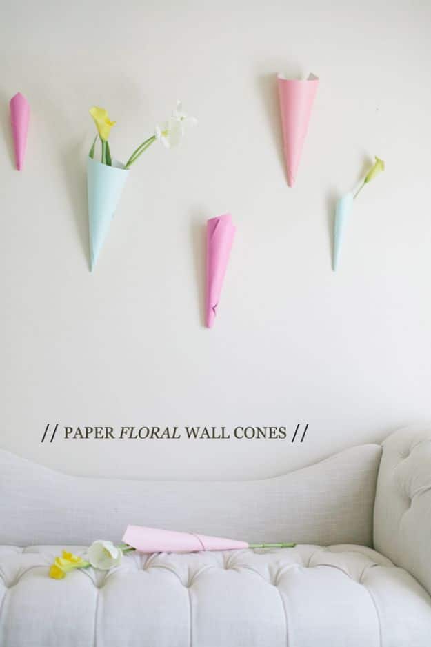 DIY Baby Shower Decorations - Paper Floral Wall Cones - Cute and Easy Ways to Decorate for A Baby Shower Ideas in Pink and Blue for Boys and Girls- Games and Party Decor - Banners, Cake, Invitations and Favors #babygifts #babyshower #diybabygifts