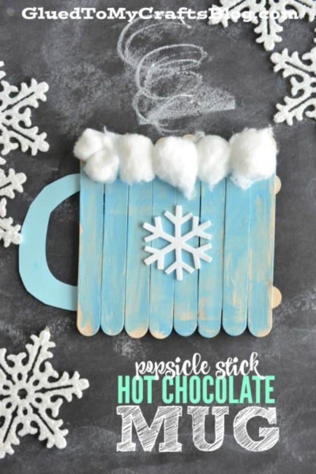 Cheap Winter Crafts for Kids \ Easy Craft Ideas for Children to Make At Home | Popsicle Stick Hot Chocolate Mug – Kid Craft Tutorial