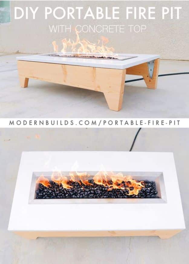 DIY Firepits - Portable Fire Pit - Step by Step Tutorial for Raised Firepit , In Ground, Portable, Brick, Stone, Metal and Cinder Block Outdoor Fireplace #outdoors #diy