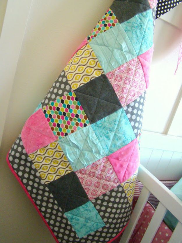 DIY Baby Blankets - Simple Baby Quilt - Easy No Sew Ideas for Minky Blankets, Quilt Tutorials, Crochet Projects, Blanket Projects for Boy and Girl - How To Make a Blanket By Hand With Fleece, Flannel, Knit and Fabric Scraps - Personalized and Monogrammed Ideas - Cute Cheap Gifts for Babies  #babygifts