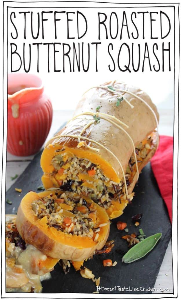 Butternut Squash Recipes - Stuffed Roasted Butternut Squash - Healthy and Hearty Butter Nut Recipe Ideas for Soup, Roasted, Baked, Instant Pot, Crockpot, Mashed- Pasta, Salad, Dessert and Easy Side Dishes - Paleo,and Gluten Free Versions, Thanksgiving Favorites #recipes #veggies #healthy