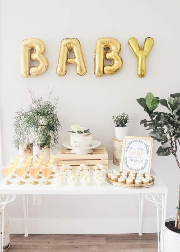 DIY Baby Shower Decorations - Stylish Gold & Birch baby Shower - Cute and Easy Ways to Decorate for A Baby Shower Ideas in Pink and Blue for Boys and Girls- Games and Party Decor - Banners, Cake, Invitations and Favors #babygifts #babyshower #diybabygifts