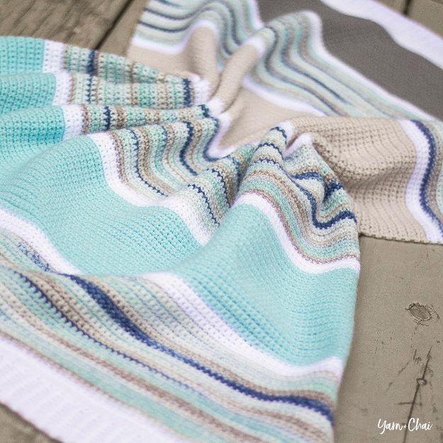 DIY Baby Blankets - Summer Boardwalk Baby Blanket - Easy No Sew Ideas for Minky Blankets, Quilt Tutorials, Crochet Projects, Blanket Projects for Boy and Girl - How To Make a Blanket By Hand With Fleece, Flannel, Knit and Fabric Scraps - Personalized and Monogrammed Ideas - Cute Cheap Gifts for Babies  #babygifts