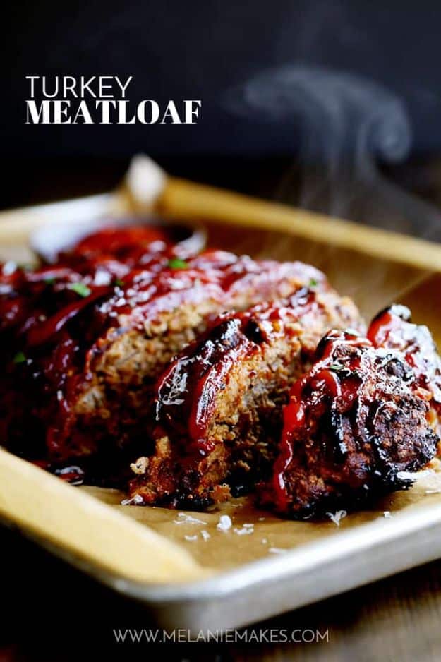 Ground Turkey Recipes - Turkey Meatloaf - Healthy and Easy Turkey Recipe Ideas for Dinner, Lunch, Snack - Quick Crockpot and Instant Pot, Casserole, Meatballs, Pasta and Burgers - Keto Friendly and Low Carb, Paleo, Gluten Free #turkeyrecipes