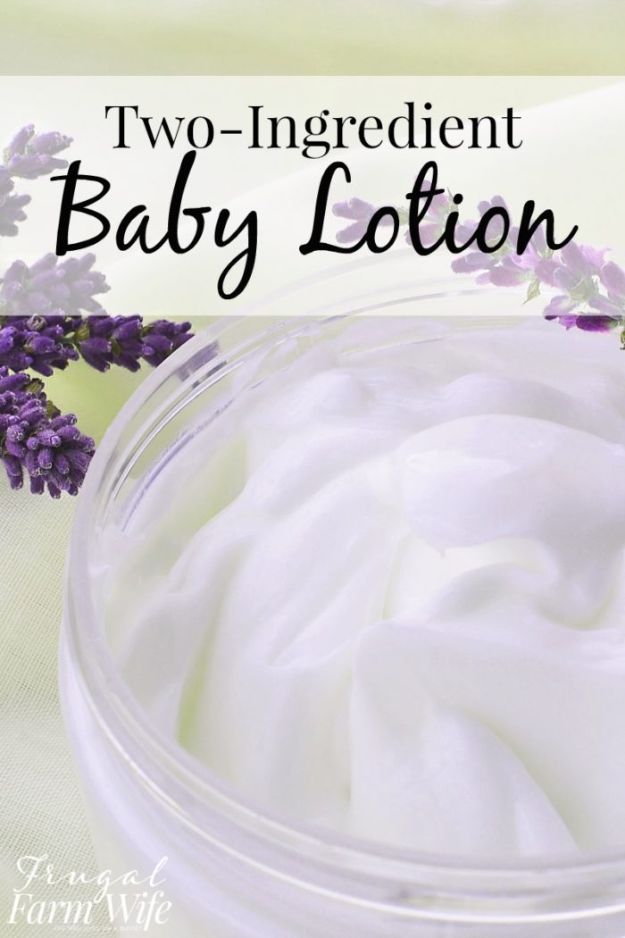 DIY Lotion Recipes - Two-Ingredient Baby Lotion - How To Make Homemade Lotion - Natural Body and Skincare Recipe Ideas - Use Essential Oils, Coconut and Avocado and Shea Butter, Goats Milk, Lavender, Peppermint 