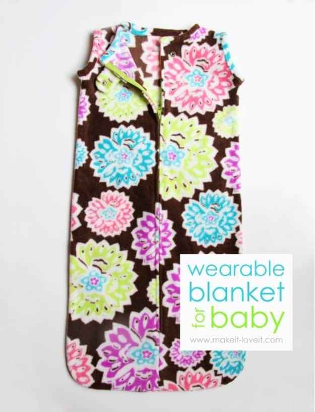 DIY Baby Blankets - Wearable Blanket For Baby - Easy No Sew Ideas for Minky Blankets, Quilt Tutorials, Crochet Projects, Blanket Projects for Boy and Girl - How To Make a Blanket By Hand With Fleece, Flannel, Knit and Fabric Scraps - Personalized and Monogrammed Ideas - Cute Cheap Gifts for Babies  #babygifts