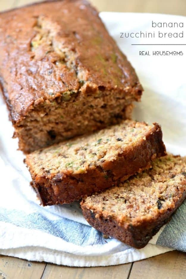 Breakfast Breads - Banana Zucchini Bread - Homemade Breakfast Bread Recipes - Healthy Fruit, Nut, Banana and Vegetable Recipe Ideas - Best Brunch Dishes 