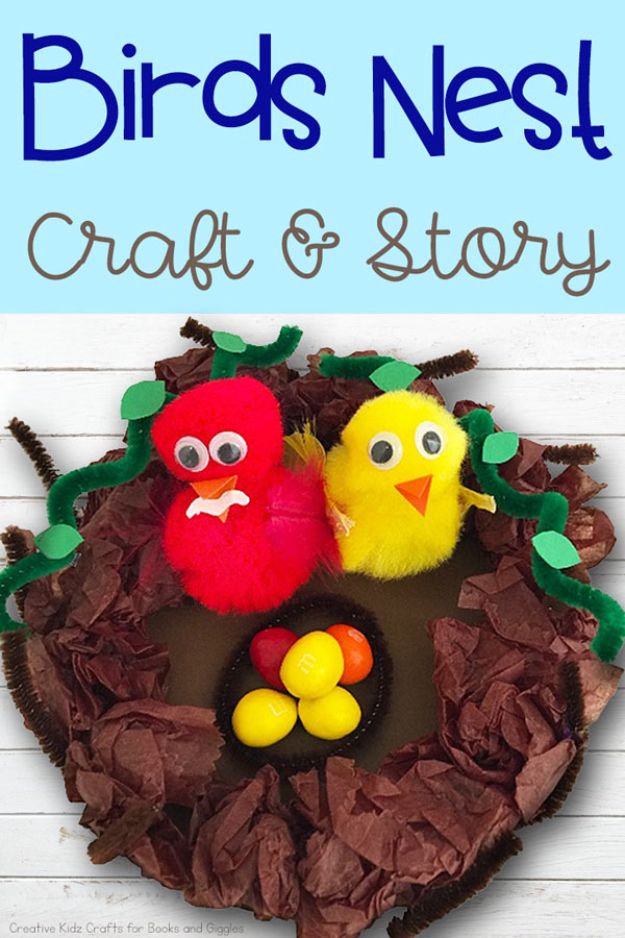 Easy Crafts for Kids - Birds Nest Craft - Quick DIY Ideas for Children - Boys and Girls Love These Cool Craft Projects - Indoor and Outdoor Fun at Home - Cheap Playtime Activities #kidscrafts