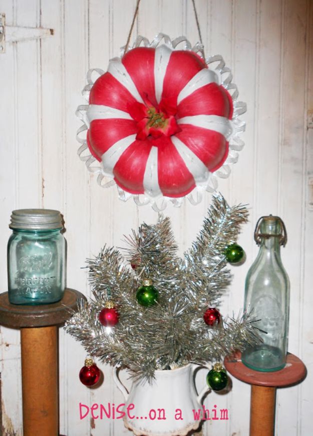 DIY Christmas Decorations - Candy Cane Wreath- Easy Handmade Christmas Decor Ideas - Cheap Xmas Projects to Make for Holiday Decorating - Home, Porch, Mantle, Tree, Lights #diy #christmas #diydecor #holiday