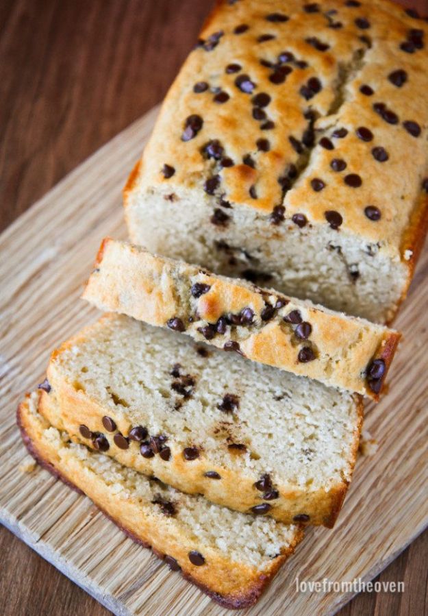 Breakfast Breads - Chocolate Chip Loaf - Homemade Breakfast Bread Recipes - Healthy Fruit, Nut, Banana and Vegetable Recipe Ideas - Best Brunch Dishes 