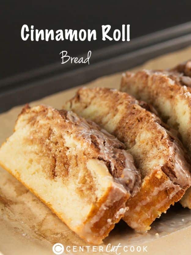 Breakfast Breads - Cinnamon Roll Bread - Homemade Breakfast Bread Recipes - Healthy Fruit, Nut, Banana and Vegetable Recipe Ideas - Best Brunch Dishes 