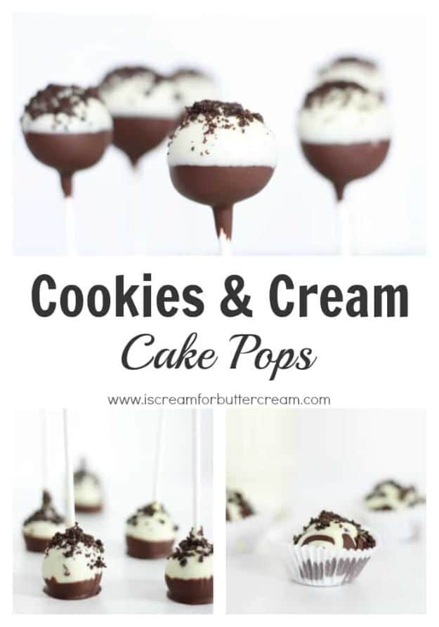 Cake Pop Recipes and Ideas - Cookies and Cream Cake Pops - How to Make Cake Pops - Easy Recipe for Chocolate, Funfetti Birthday, Oreo, Red Velvet - Wedding and Christmas DIY #cake #recipes 