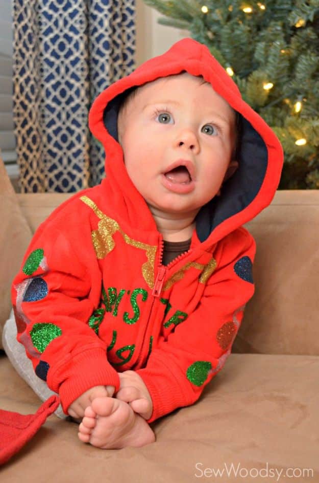DIY Ugly Christmas Sweaters - DIY Baby’s First Ugly Christmas Sweater - No Sew and Easy Sewing Projects - Ideas for Him and Her to Wear to Holiday Contest or Office Party Outfit - Funny Couples Sweater, Mens Womens and Kids #christmas