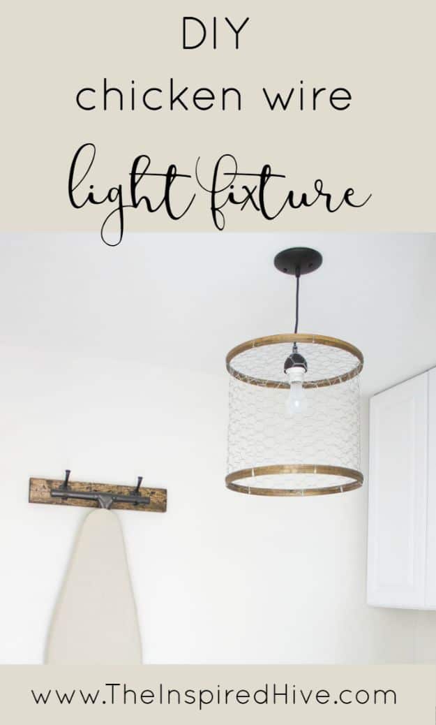 Magnolia Homes Decor Ideas - DIY Chicken Wire Light Fixture - DIY Decor Inspired by Chip and Joanna Gaines - Fixer Upper Dining Room, Coffee Tables, Light Fixtures for Your House - Do It Yourself Decorating On A Budget With Farmhouse Style Decorations for the Home 