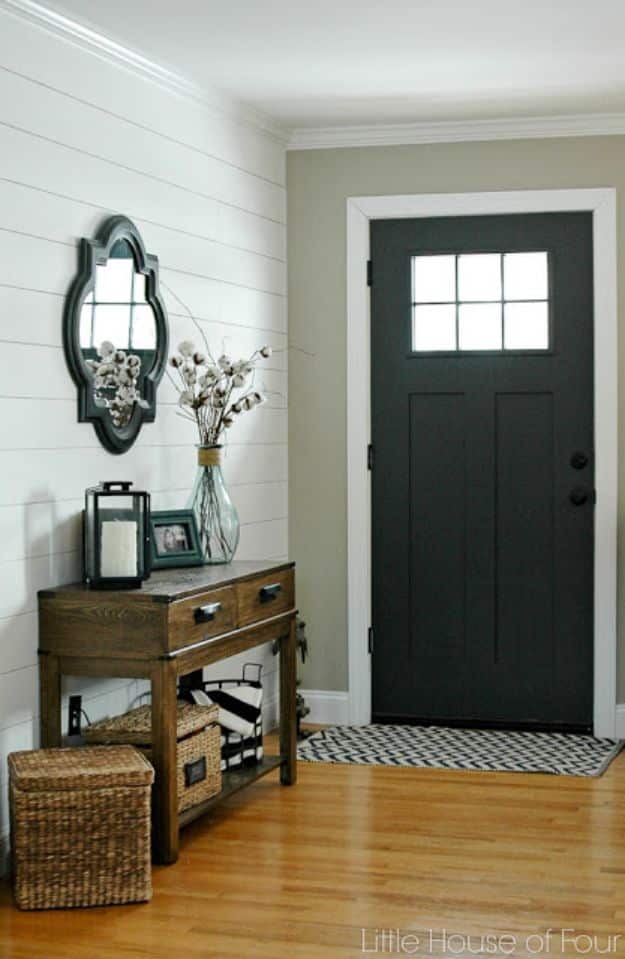 Magnolia Homes Decor Ideas - DIY Entryway Plank Wall - DIY Decor Inspired by Chip and Joanna Gaines - Fixer Upper Dining Room, Coffee Tables, Light Fixtures for Your House - Do It Yourself Decorating On A Budget With Farmhouse Style Decorations for the Home 