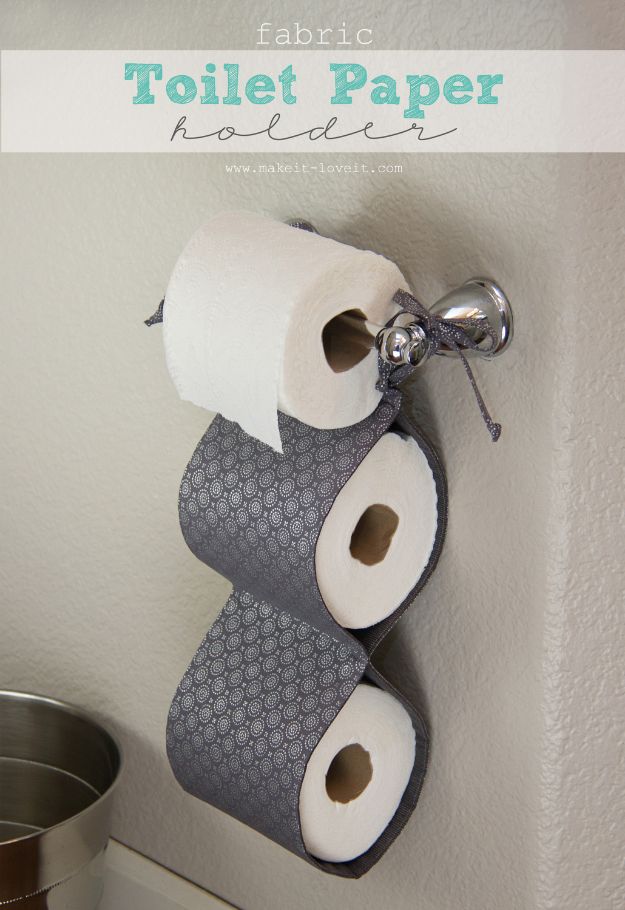 Cheap Bathroom Decor Ideas - DIY Fabric Toilet Paper Holder - DIY Decor and Home Decorating Ideas for Bathrooms - Easy Wall Art, Rugs and Bath Mats, Shower Curtains, Tissue and Toilet Paper Holders #diy #bathroom #homedecor