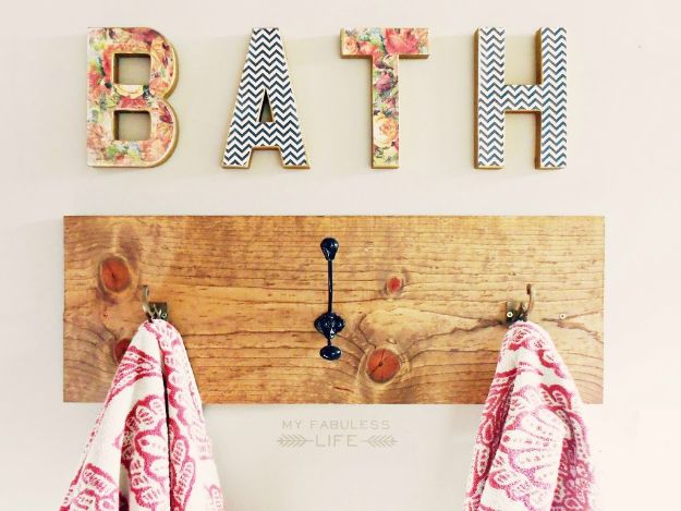 Cheap Bathroom Decor Ideas - DIY Towel Rack - DIY Decor and Home Decorating Ideas for Bathrooms - Easy Wall Art, Rugs and Bath Mats, Shower Curtains, Tissue and Toilet Paper Holders #diy #bathroom #homedecor