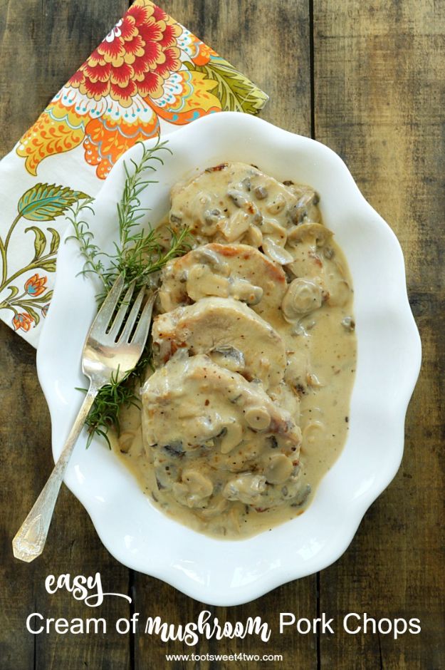 Pork Chop Recipes - Easy Cream of Mushroom Pork Chops - Best Recipe Ideas for Pork Chops - Healthy Baked, Grilled and Crockpot Dishes - Easy Boneless Skillet Chops #recipes #porkrecipes #porkchops