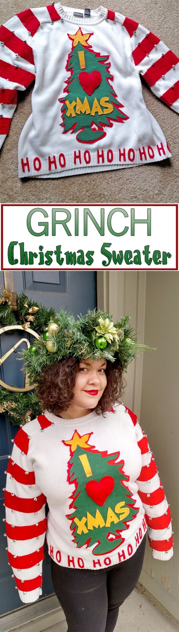 DIY Ugly Christmas Sweaters - Easy DIY Grinch Sweater - No Sew and Easy Sewing Projects - Ideas for Him and Her to Wear to Holiday Contest or Office Party Outfit - Funny Couples Sweater, Mens Womens and Kids #christmas