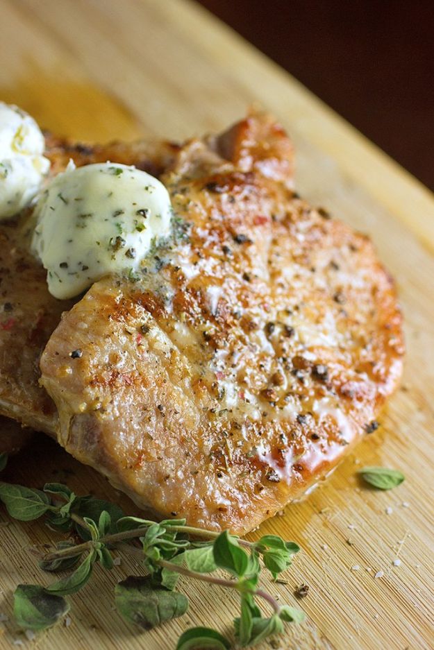 Pork Chop Recipes - Easy Grilled Pork Chops with Herb Butter - Best Recipe Ideas for Pork Chops - Healthy Baked, Grilled and Crockpot Dishes - Easy Boneless Skillet Chops #recipes #porkrecipes #porkchops