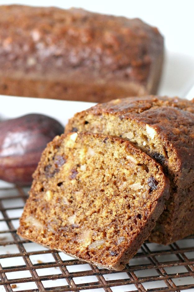 Breakfast Breads - Fig Date Nut Bread - Homemade Breakfast Bread Recipes - Healthy Fruit, Nut, Banana and Vegetable Recipe Ideas - Best Brunch Dishes 