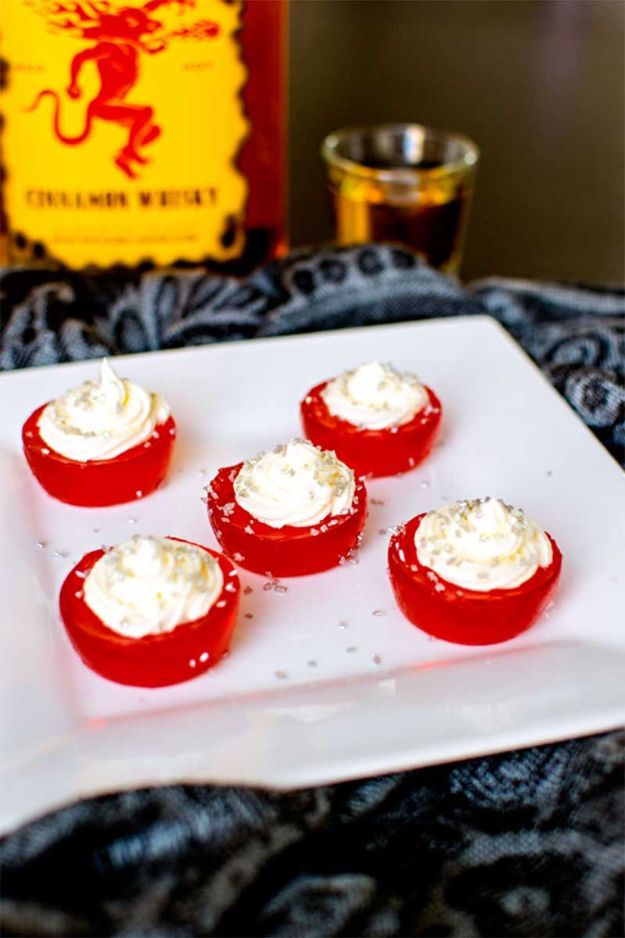 Fireball Whiskey Recipes - Fireball Jello Shots Cupcakes - Fire ball Whisky Recipe Ideas - Pie, Desserts, Drinks, Homemade Food and Cocktails - Easy Treats and Christmas Dishes #fireball #recipes #food 