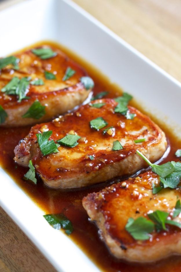 Pork Chop Recipes - Honey Garlic Pork Chops - Best Recipe Ideas for Pork Chops - Healthy Baked, Grilled and Crockpot Dishes - Easy Boneless Skillet Chops #recipes #porkrecipes #porkchops