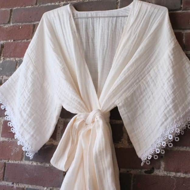 DIY Nightgowns and Sleepwear - Make a Breezy Beautiful Kimono Robe - Easy Sewing Projects for Cute Nightshirts, Tshirts, Gowns and Pajamas - Free Patterns and Step by Step Tutorials #womensclothing #sleepwear #diyclothes #sewing 