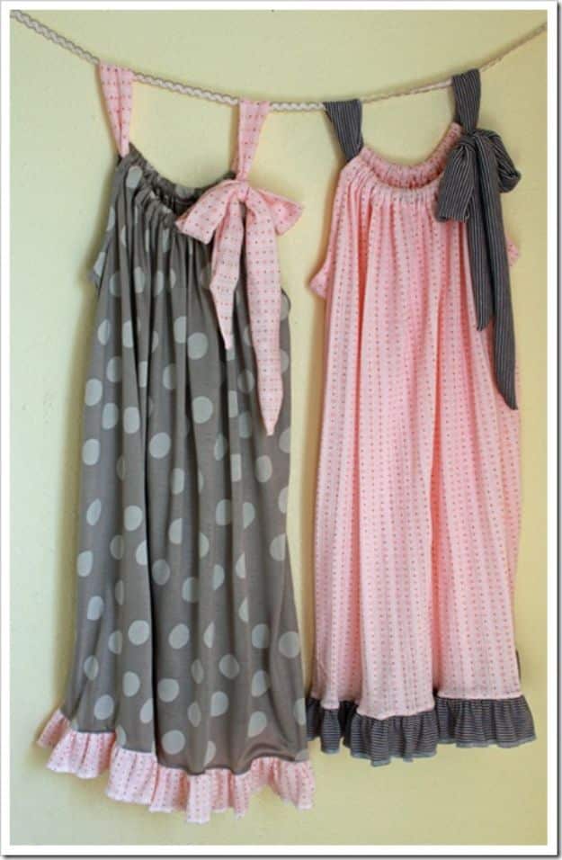 DIY Nightgowns and Sleepwear - Pillowcase Night Gown - Easy Sewing Projects for Cute Nightshirts, Tshirts, Gowns and Pajamas - Free Patterns and Step by Step Tutorials #womensclothing #sleepwear #diyclothes #sewing 