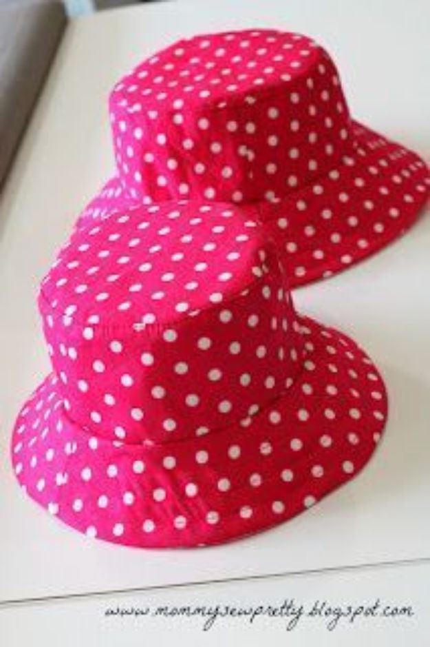 DIY Hats - Reversible Bucket Hat - Creative Do It Yourself Hat Tutorials for Making a Hat - Step by Step Tutorial for Cute and Easy Baseball Hat, Cowboy Hat, Flowers or Floral Tea Party Ideas, Kids and Adults, Knit Cap for Babies #hats #diyclothes