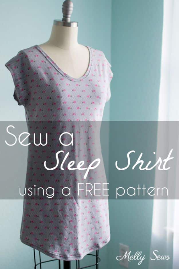 DIY Nightgowns and Sleepwear - Sew A Sleep Shirt - Easy Sewing Projects for Cute Nightshirts, Tshirts, Gowns and Pajamas - Free Patterns and Step by Step Tutorials #womensclothing #sleepwear #diyclothes #sewing 