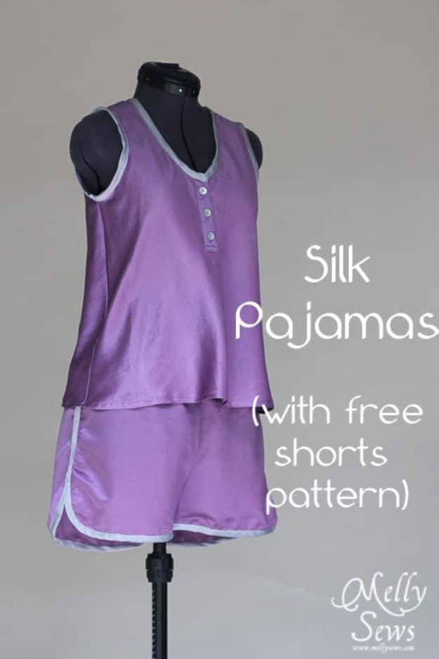 DIY Nightgowns and Sleepwear - Silk Pajamas - Easy Sewing Projects for Cute Nightshirts, Tshirts, Gowns and Pajamas - Free Patterns and Step by Step Tutorials #womensclothing #sleepwear #diyclothes #sewing 