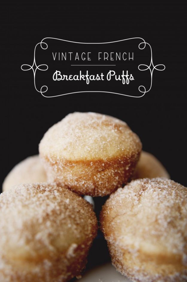 Breakfast Breads - Vintage French Breakfast Puffs - Homemade Breakfast Bread Recipes - Healthy Fruit, Nut, Banana and Vegetable Recipe Ideas - Best Brunch Dishes 