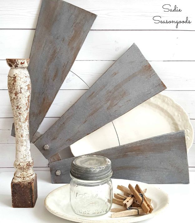 Magnolia Homes Decor Ideas - Windmill Wall Decor using Ceiling Fan Blades - DIY Decor Inspired by Chip and Joanna Gaines - Fixer Upper Dining Room, Coffee Tables, Light Fixtures for Your House - Do It Yourself Decorating On A Budget With Farmhouse Style Decorations for the Home 