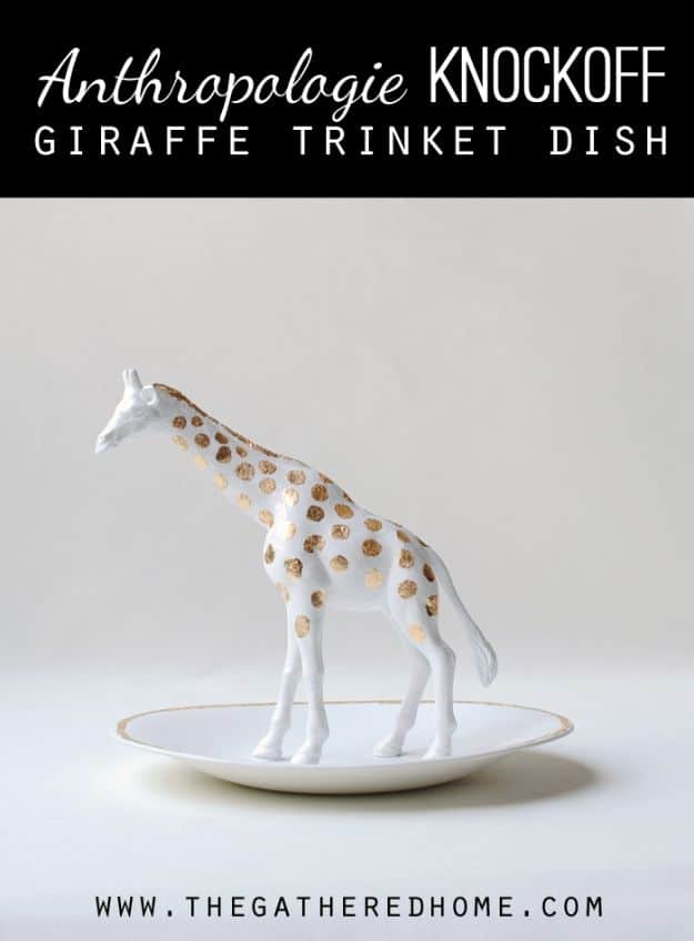 DIY Bedroom Decor Ideas - Anthropologie Inspired Giraffe Trinket Dish - Easy Room Decor Projects for The Home - Cheap Farmhouse Crafts, Wall Art Idea, Bed and Bedding, Furniture