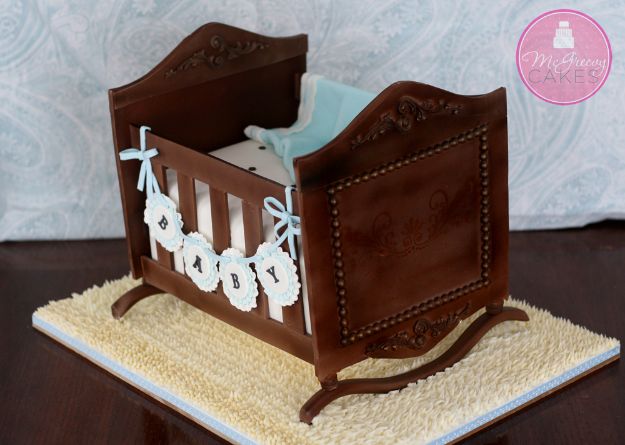 Baby Shower Cakes DIY - Antique Cradle Cake - Easy Cake Recipes and Cupcakes to Make For Babies Showers - Ideas for Boys and Girls, Neutral, for Twins
