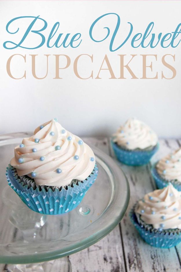 Baby Shower Cakes DIY - Blue Velvet Cupcakes - Easy Cake Recipes and Cupcakes to Make For Babies Showers - Ideas for Boys and Girls, Neutral, for Twins