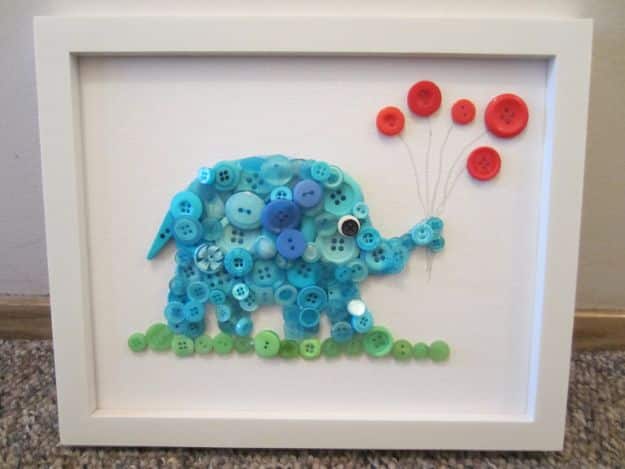 DIY Nursery Decor Ideas for Boys - Button Elephant - Cute Blue Room Decorations for Baby Boy- Crib Bedding, Changing Table, Organization Idea, Furniture and Easy Wall Art