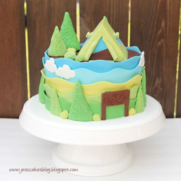 Baby Shower Cakes DIY - Camping Tent Baby Shower Cake - Easy Cake Recipes and Cupcakes to Make For Babies Showers - Ideas for Boys and Girls, Neutral, for Twins