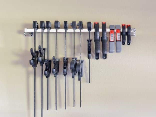 DIY Garage Organization Ideas - Clamp Storage - Cheap Ways to Organize Garages on A Budget - Ideas for Storage, Storing Tools, Small Spaces, DYI Shelves, Organizing Hacks