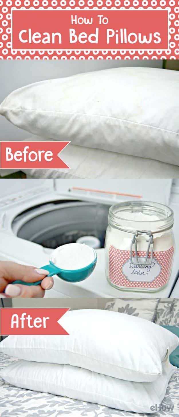 Laundry Hacks - Clean Bed Pillows - Cool Tips for Busy Moms and Laundry Lifehacks - Laundry Room Organizing Ideas, Storage and Makeover - Folding, Drying, Cleaning and Stain Removal Tips for Clothes - How to Remove Stains, Paint, Ink and Smells - Whitening Tricks and Solutions - DIY Products and Recipes for Clothing Soaps 