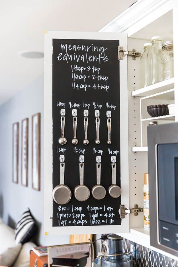 DIY Pantry Organizing Ideas - Create A Chalkboard Measuring Cabinet - Easy Organization for the Kitchen Pantry - Cheap Shelving and Storage Jars, Labels, Containers, Baskets to Organize Cans and Food, Spices