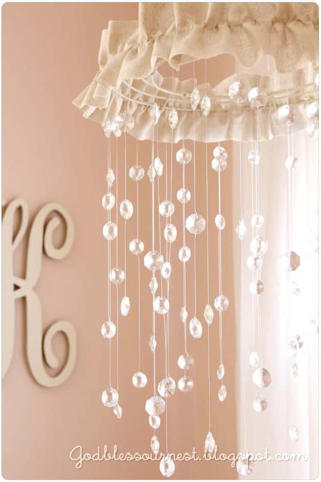 DIY Nursery Decor Ideas for Girls - Crystal Baby Mobile - Cute Pink Room Decorations for Baby Girl - Crib Bedding, Changing Table, Organization Idea, Furniture and Easy Wall Art