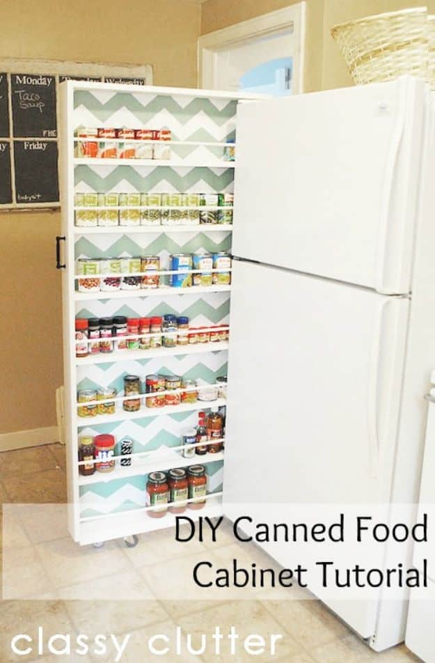 DIY Kitchen Cabinets - DIY Canned Food Organizer - Makeover Ideas for Kitchen Cabinet - Build and Design Kitchen Cabinet Projects on A Budget - Cheap Reface Idea and Tutorial