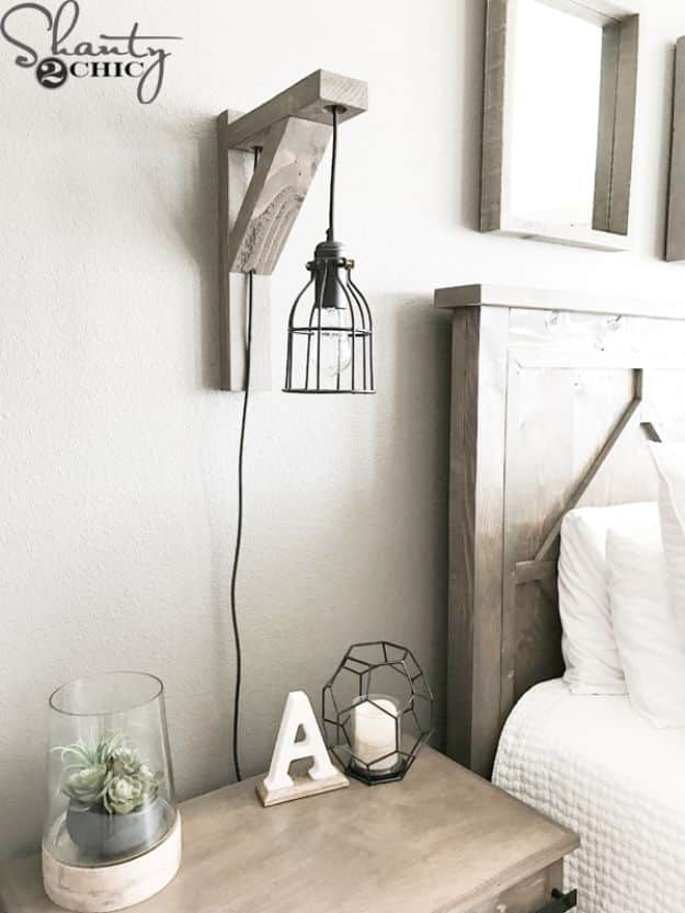 DIY Bedroom Decor Ideas - DIY Corbel Sconce Light For $25 - Easy Room Decor Projects for The Home - Cheap Farmhouse Crafts, Wall Art Idea, Bed and Bedding, Furniture